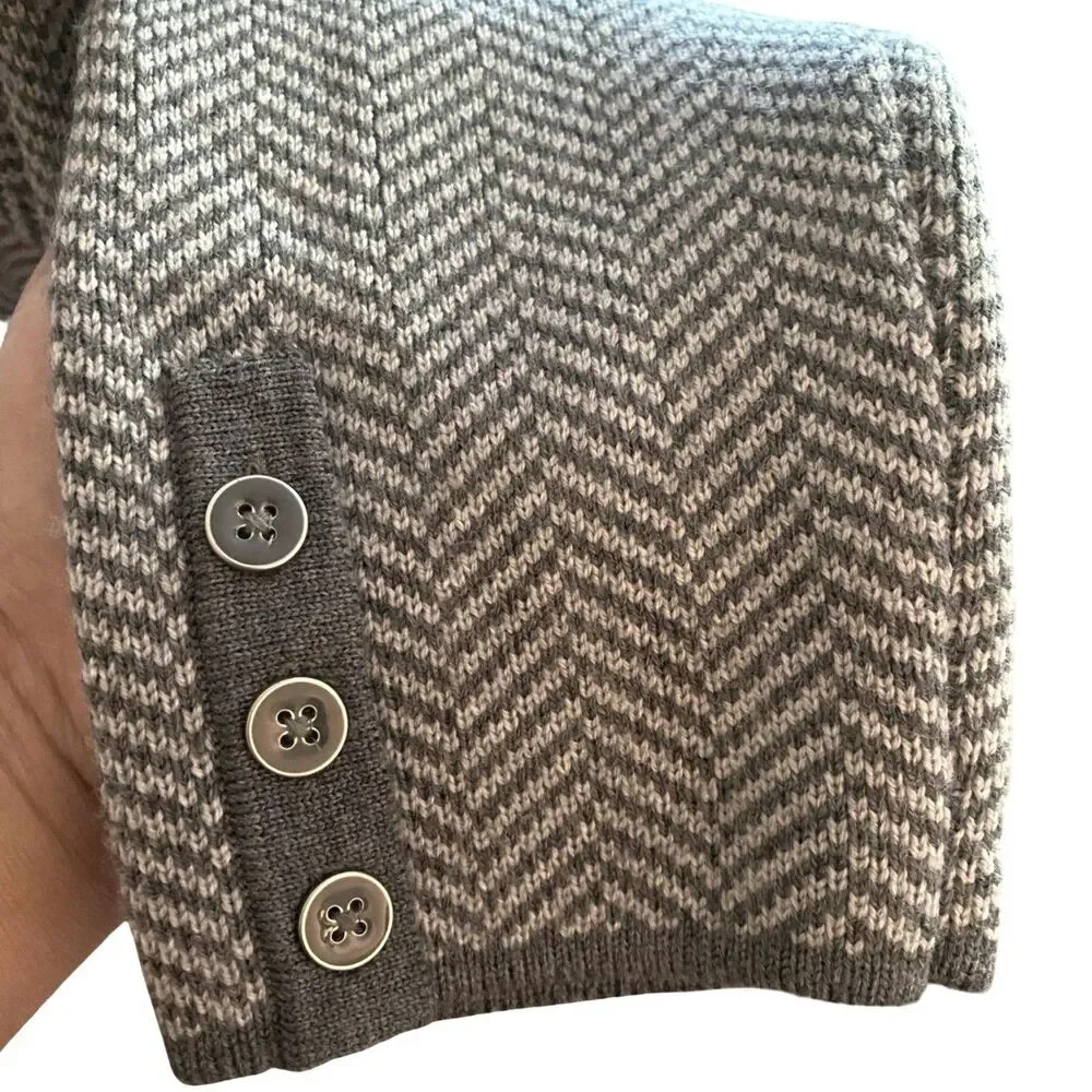 Talbots 100% Merino Wool Herringbone Knit Blazer Jacket Medium Grey Soft NWOT M